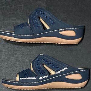 Strapless slide on sandals